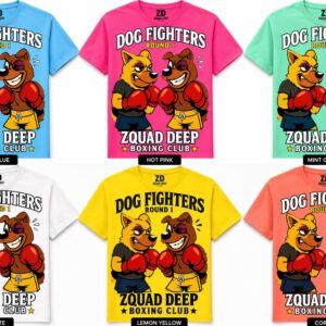 ZQUAD DEEP Dog Fighters Boxing Club Graphic T-Shirt – Premium Cartoon Streetwear Tee